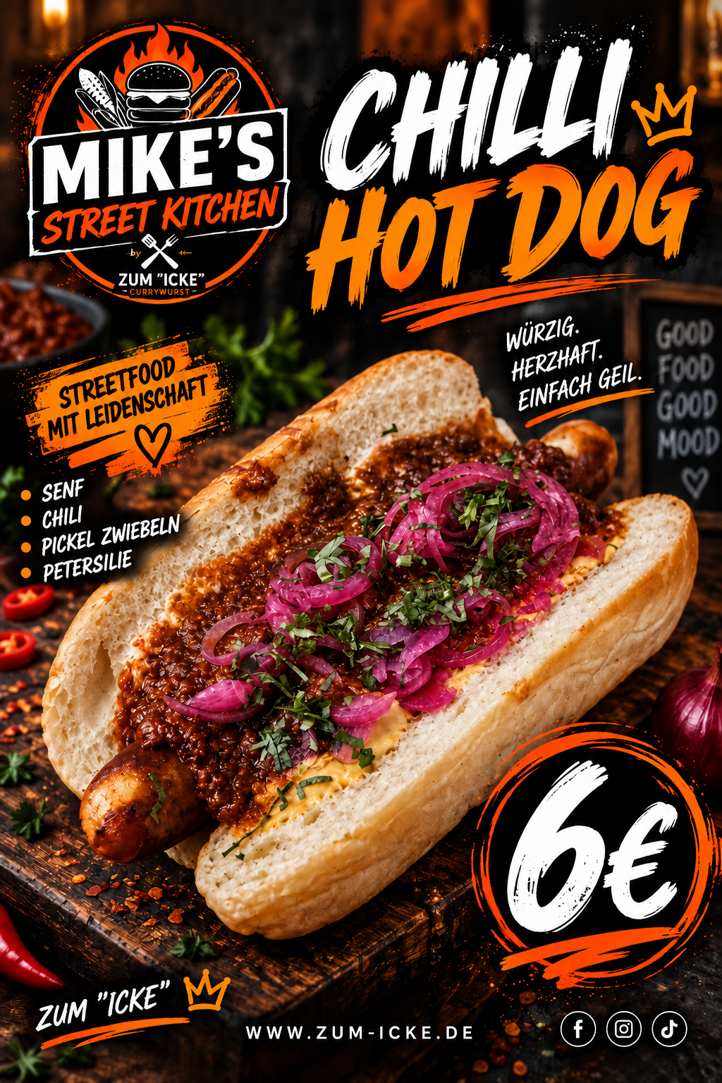 Chili Hot Dog – 6 Euro