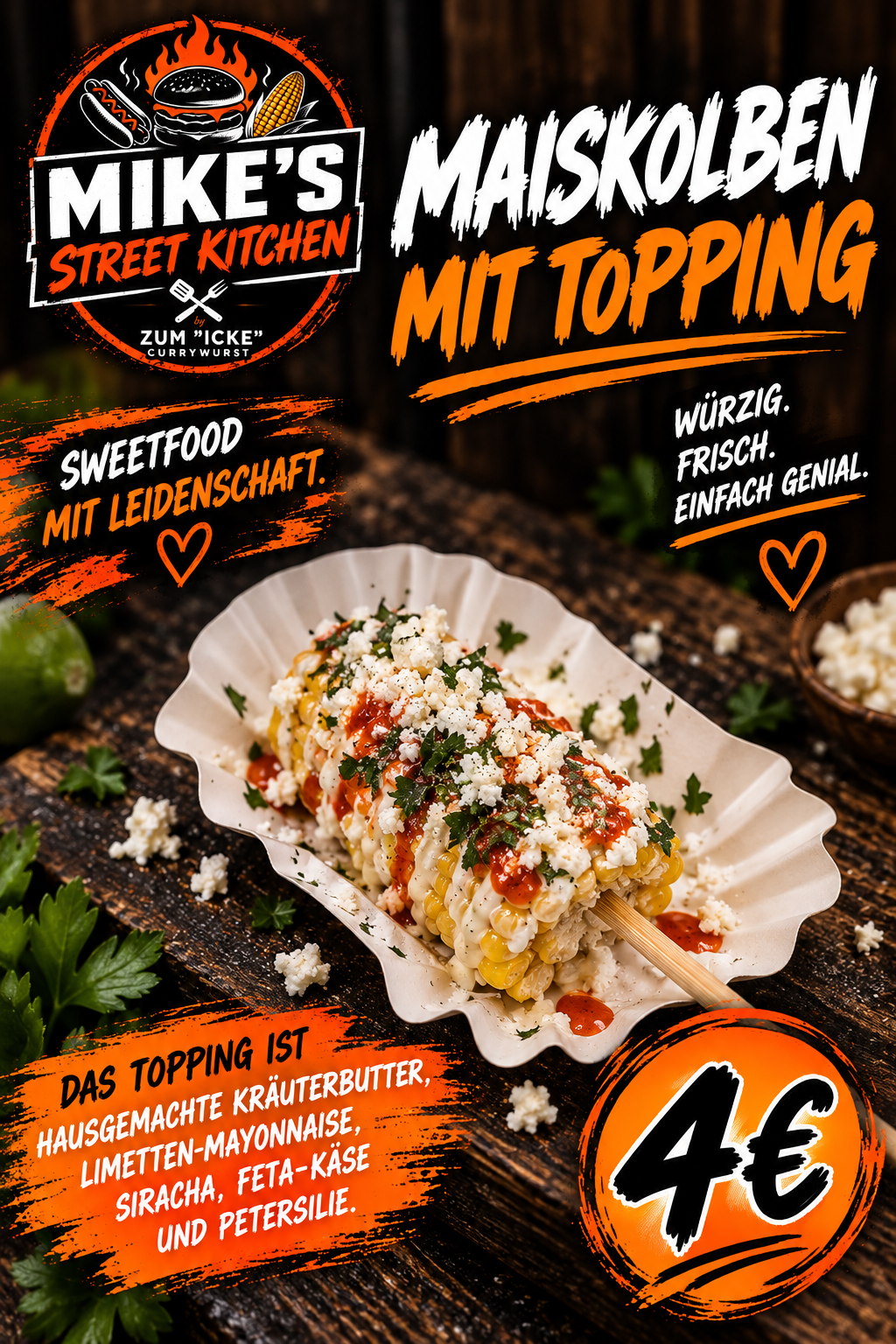 Maiskolben mit Topping – 4 Euro