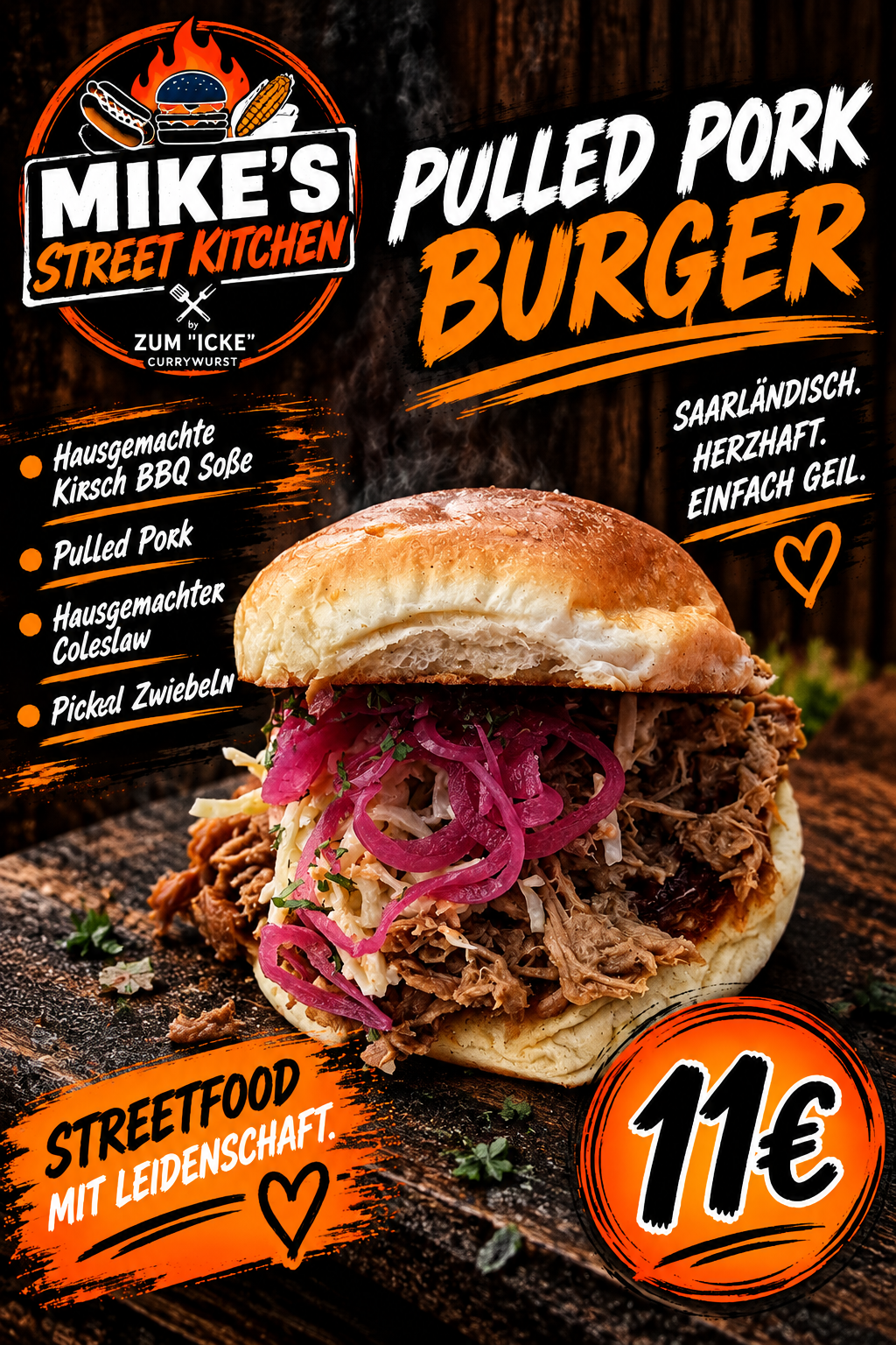 Pulled Pork Burger – 11 Euro